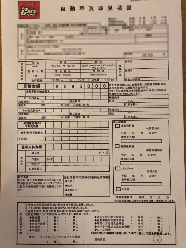 オートバックスの車買取の金額